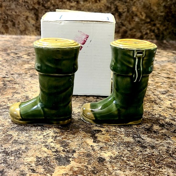 Vintage Eddie Bauer Duck Hunting Boots Salt And Pepper Shakers Japan NOS - Picture 5 of 7